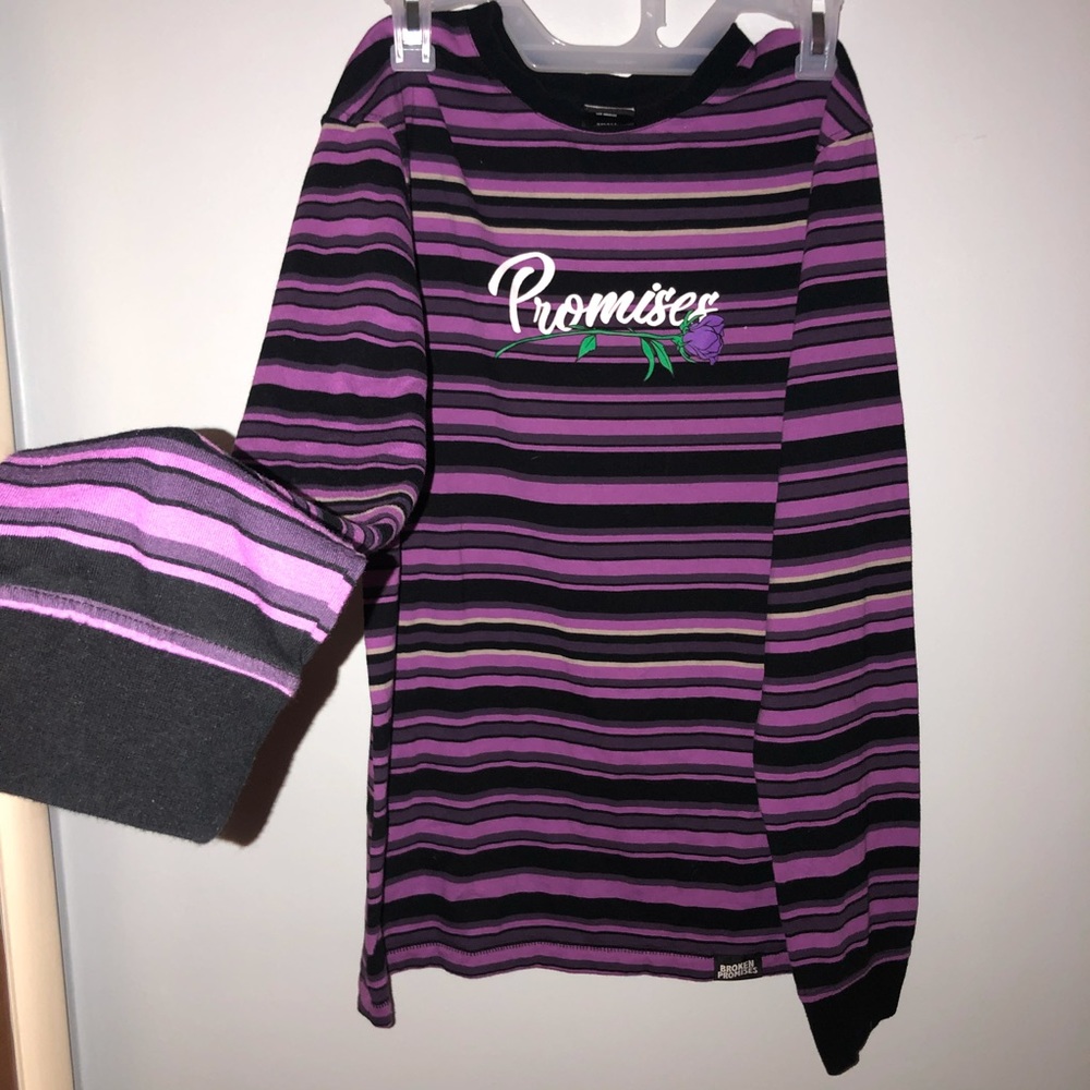 Purple long sleeve broken promises shirt